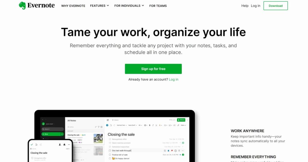 Evernote is a adhd app to take notes and organize your day